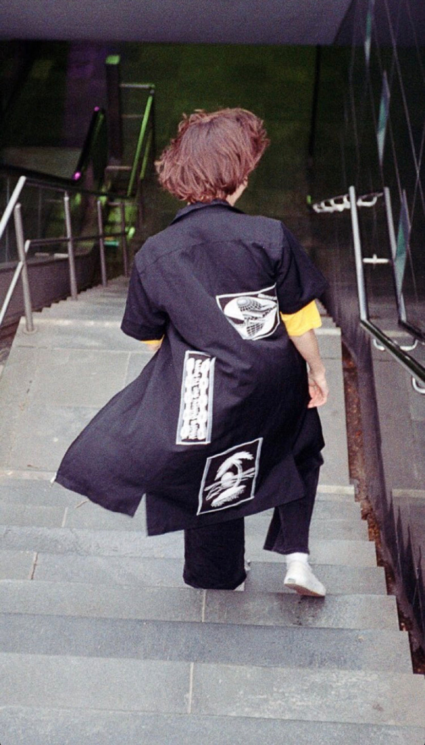 Zerowork Shirt/Dress with Patches Black - Dreamland Syndicate