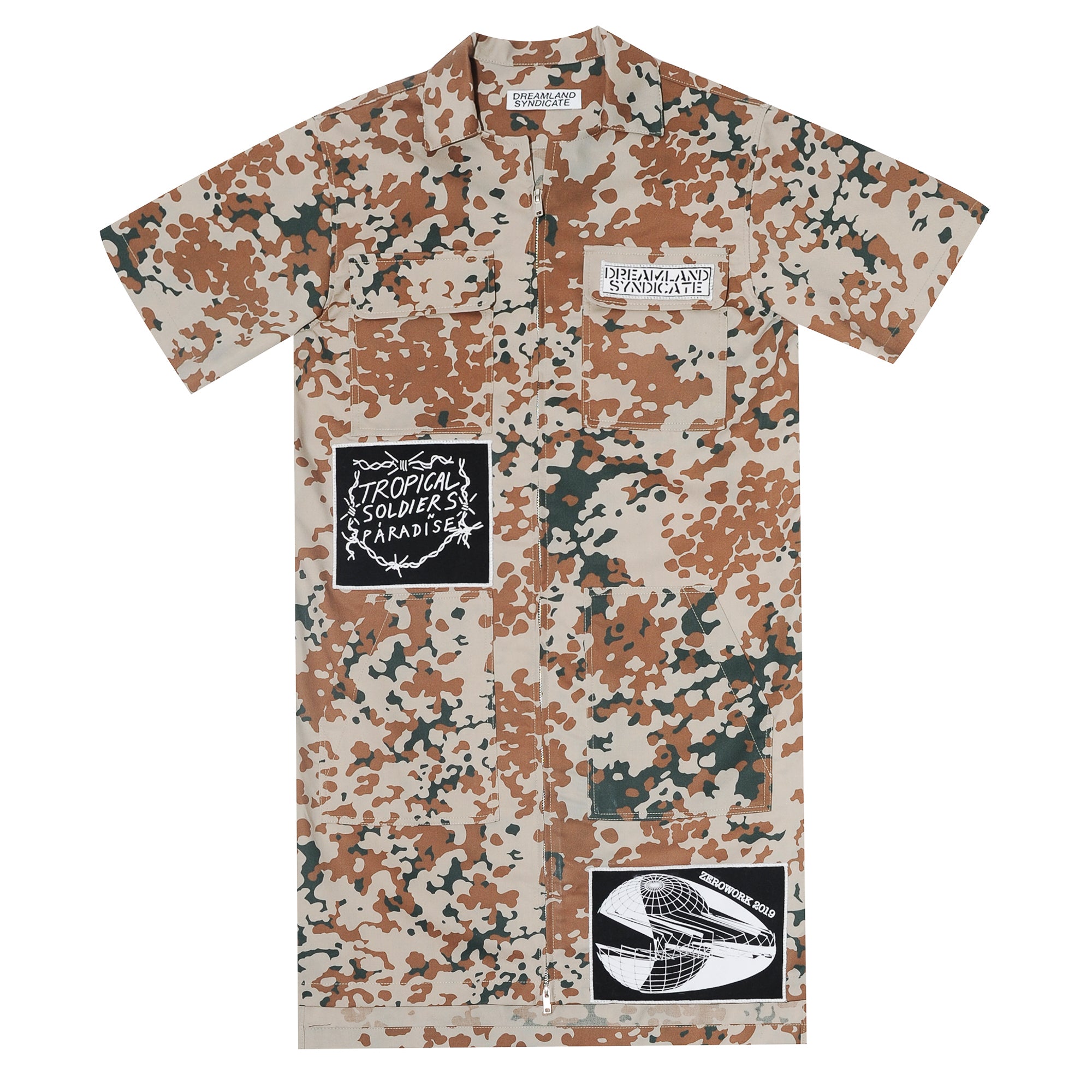 Zerowork Desert Camo Shirt/Dress with Patches - Dreamland Syndicate