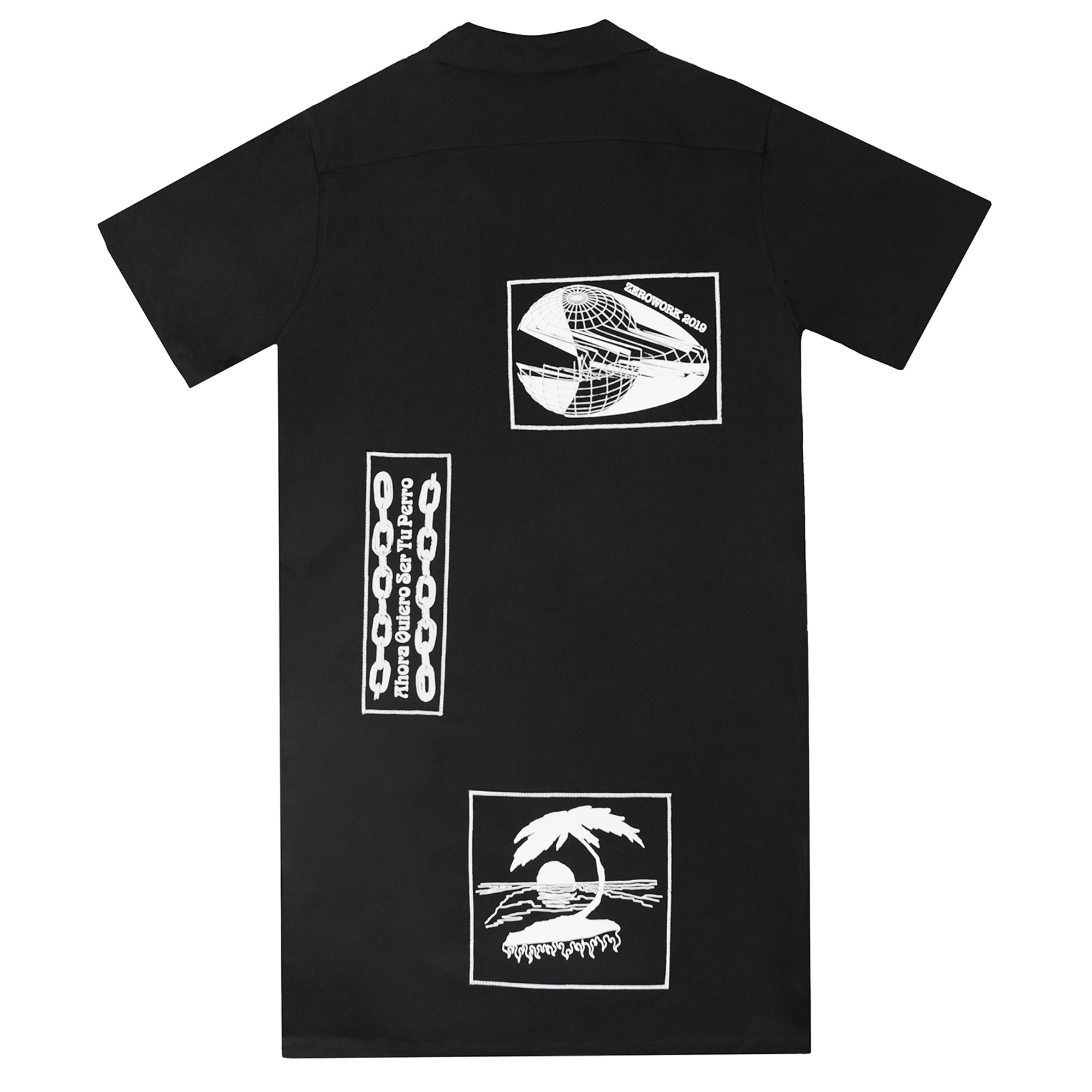 Zerowork Shirt/Dress with Patches Black - Dreamland Syndicate
