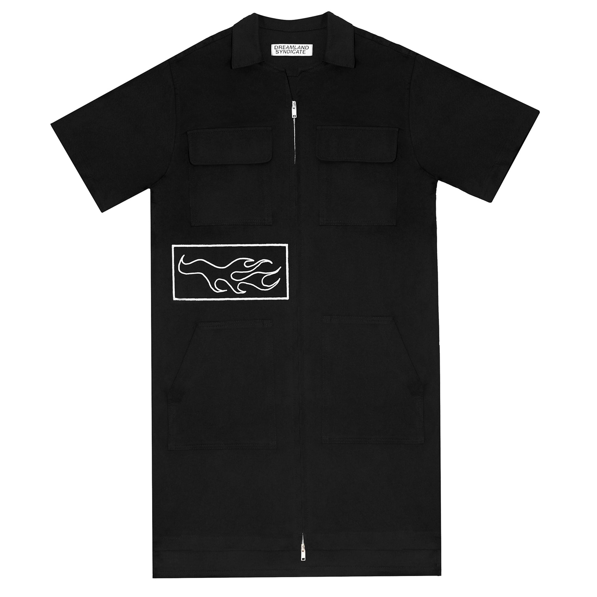 Zerowork Shirt/Dress with Patches Black - Dreamland Syndicate
