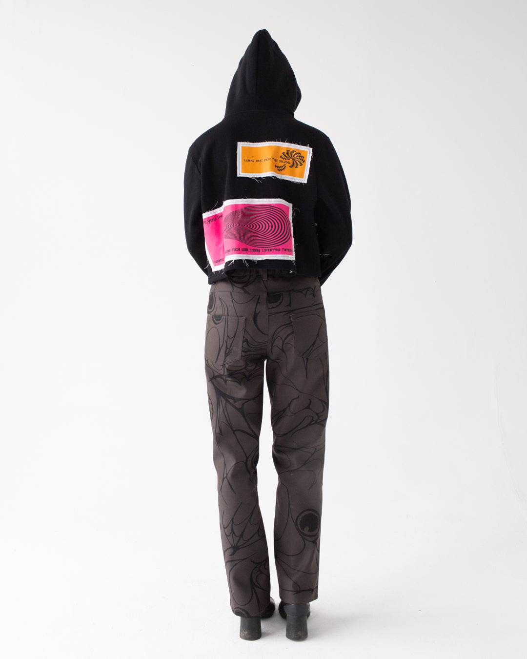 Signals/Echoes Cropped Hoodie with Patches - Dreamland Syndicate