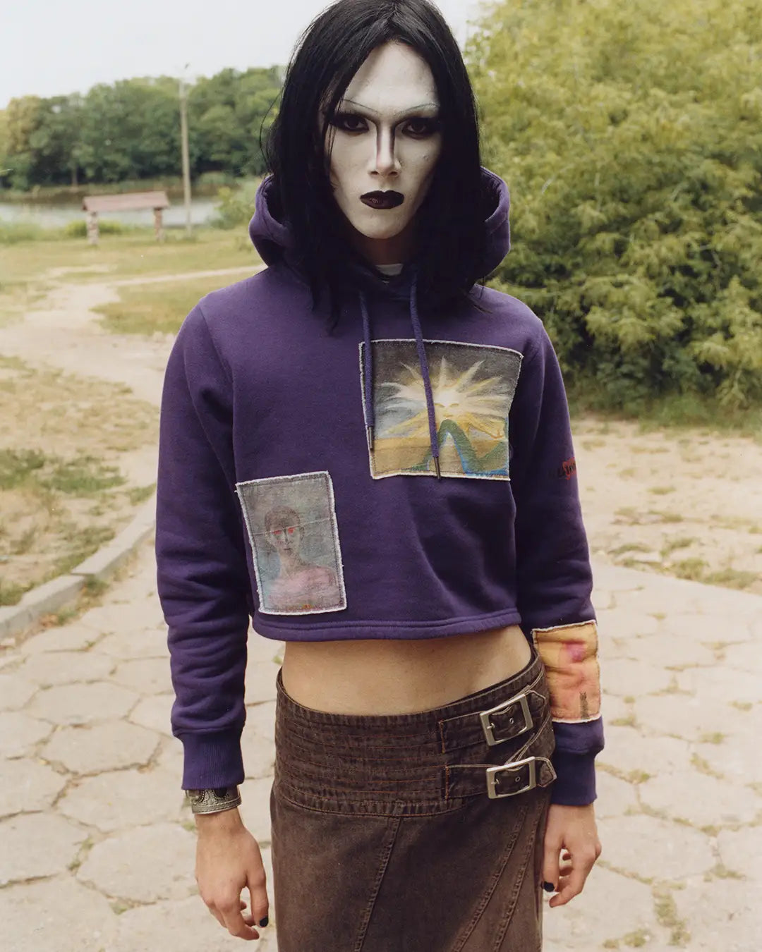 DS x Waliszewska Cropped Hoodie with Patches