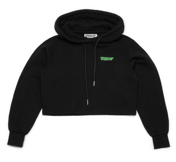 Cropped Hoodie Flames Black - Dreamland Syndicate
